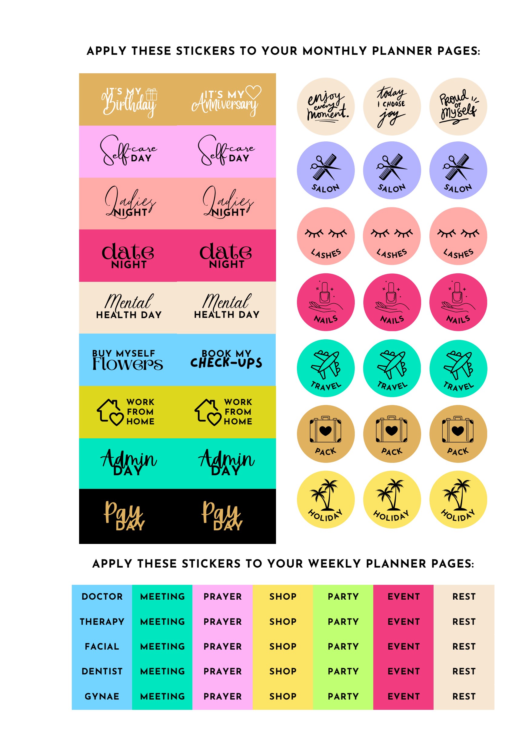 Monthly rituals stickers — Stay Incredible Planner