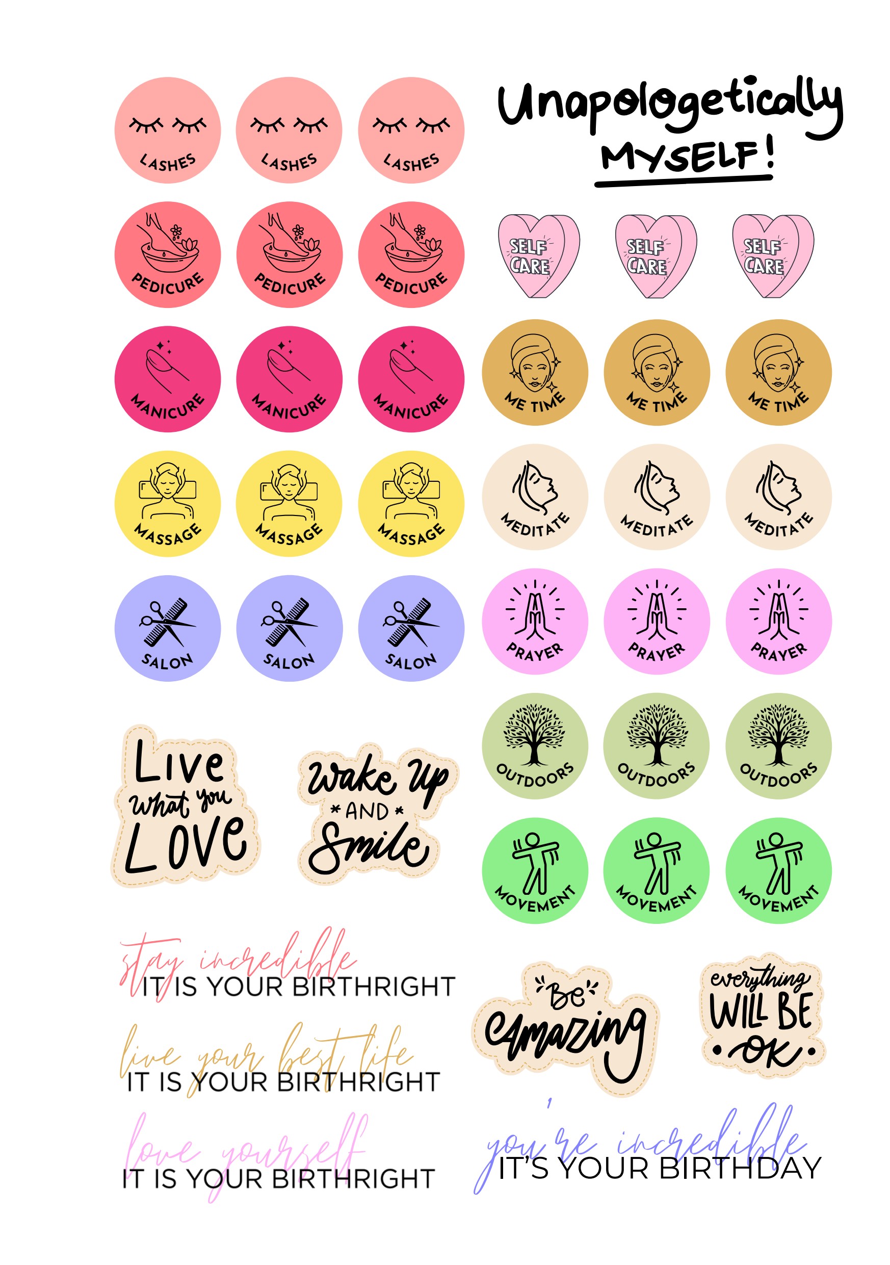 Unapologetically myself stickers — Stay Incredible Planner